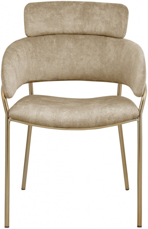 Yara Velvet Upholstered Dining Chair in Beige, Set of 2 - 549Beige-C