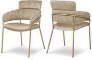 Yara Velvet Upholstered Dining Chair in Beige, Set of 2 - 549Beige-C