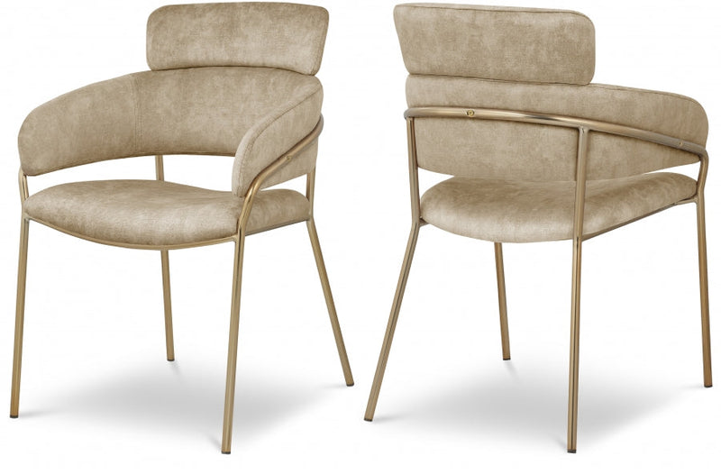 Yara Velvet Upholstered Dining Chair in Beige, Set of 2 - 549Beige-C