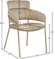 Yara Velvet Upholstered Dining Chair in Beige, Set of 2 - 549Beige-C