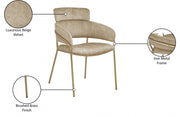 Yara Velvet Upholstered Dining Chair in Beige, Set of 2 - 549Beige-C