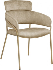 Yara Velvet Upholstered Dining Chair in Beige, Set of 2 - 549Beige-C
