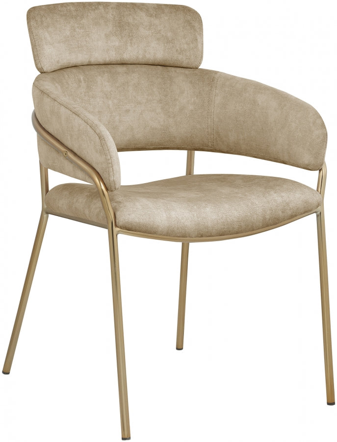 Yara Velvet Upholstered Dining Chair in Beige, Set of 2 - 549Beige-C