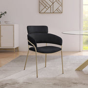 Yara Velvet Upholstered Dining Chair in Black, Set of 2 - 549Black-C