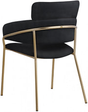Yara Velvet Upholstered Dining Chair in Black, Set of 2 - 549Black-C