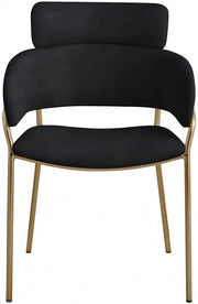 Yara Velvet Upholstered Dining Chair in Black, Set of 2 - 549Black-C