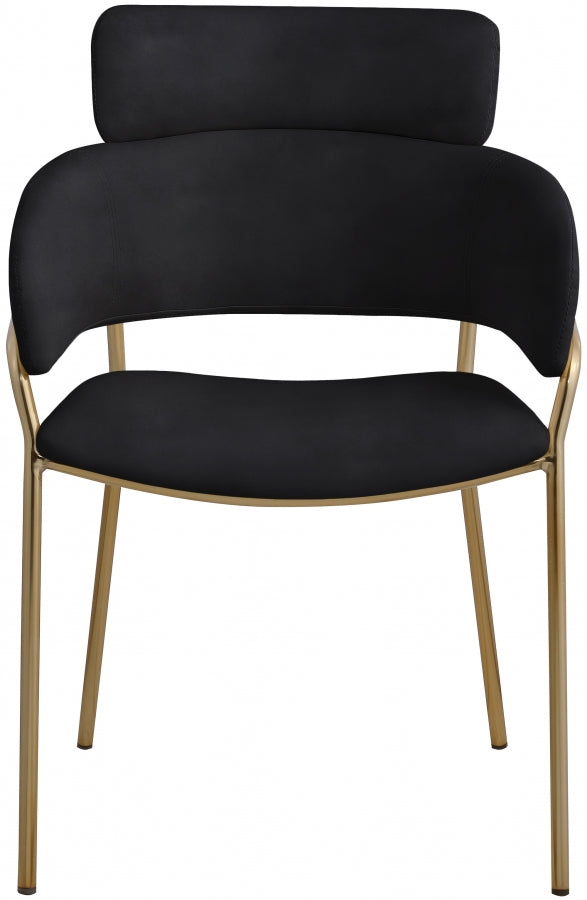 Yara Velvet Upholstered Dining Chair in Black, Set of 2 - 549Black-C
