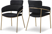 Yara Velvet Upholstered Dining Chair in Black, Set of 2 - 549Black-C