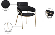 Yara Velvet Upholstered Dining Chair in Black, Set of 2 - 549Black-C