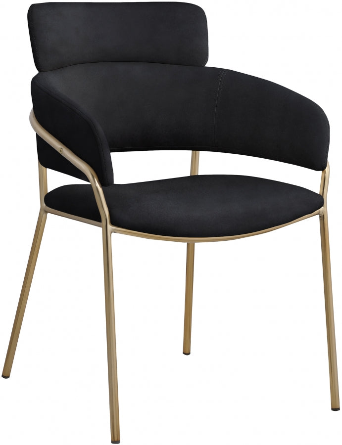 Yara Velvet Upholstered Dining Chair in Black, Set of 2 - 549Black-C