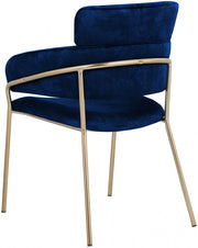 Yara Velvet Upholstered Dining Chair in Blue, Set of 2 - 549Navy-C