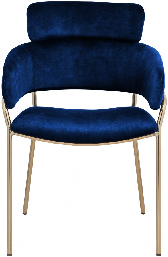 Yara Velvet Upholstered Dining Chair in Blue, Set of 2 - 549Navy-C