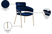 Yara Velvet Upholstered Dining Chair in Blue, Set of 2 - 549Navy-C
