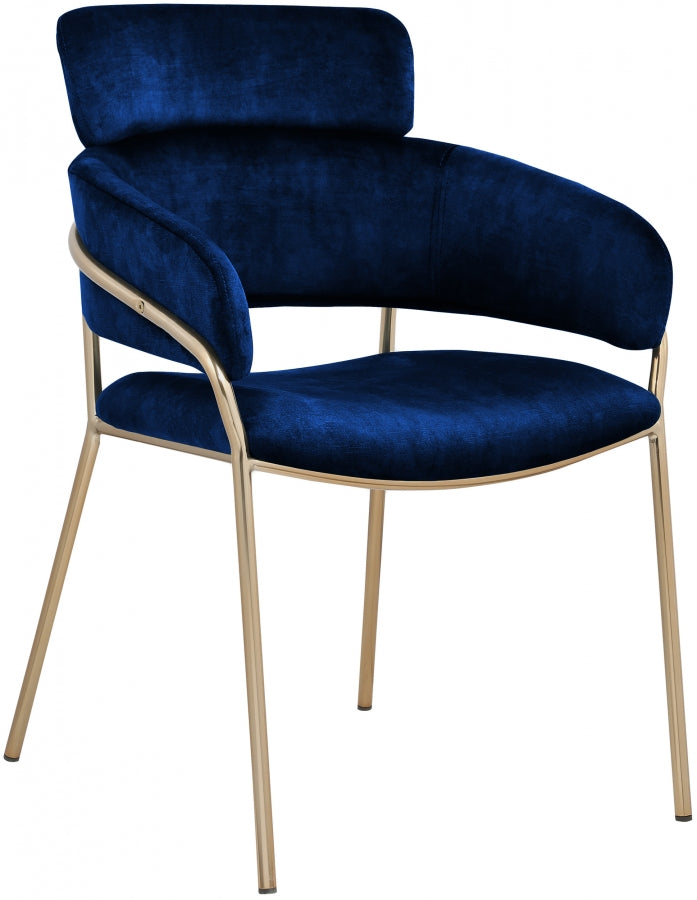 Yara Velvet Upholstered Dining Chair in Blue, Set of 2 - 549Navy-C