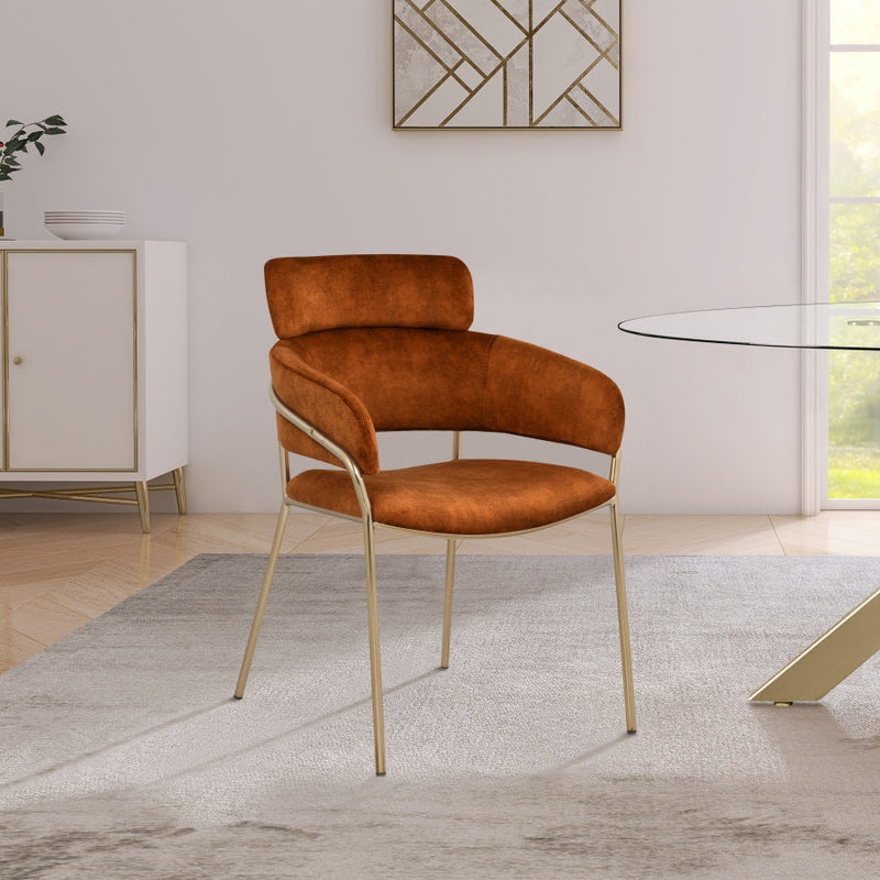 Yara Velvet Upholstered Dining Chair in Cognac, Set of 2 - 549Cognac-C