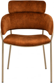 Yara Velvet Upholstered Dining Chair in Cognac, Set of 2 - 549Cognac-C