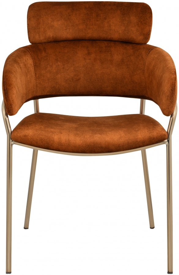 Yara Velvet Upholstered Dining Chair in Cognac, Set of 2 - 549Cognac-C