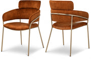 Yara Velvet Upholstered Dining Chair in Cognac, Set of 2 - 549Cognac-C