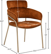 Yara Velvet Upholstered Dining Chair in Cognac, Set of 2 - 549Cognac-C