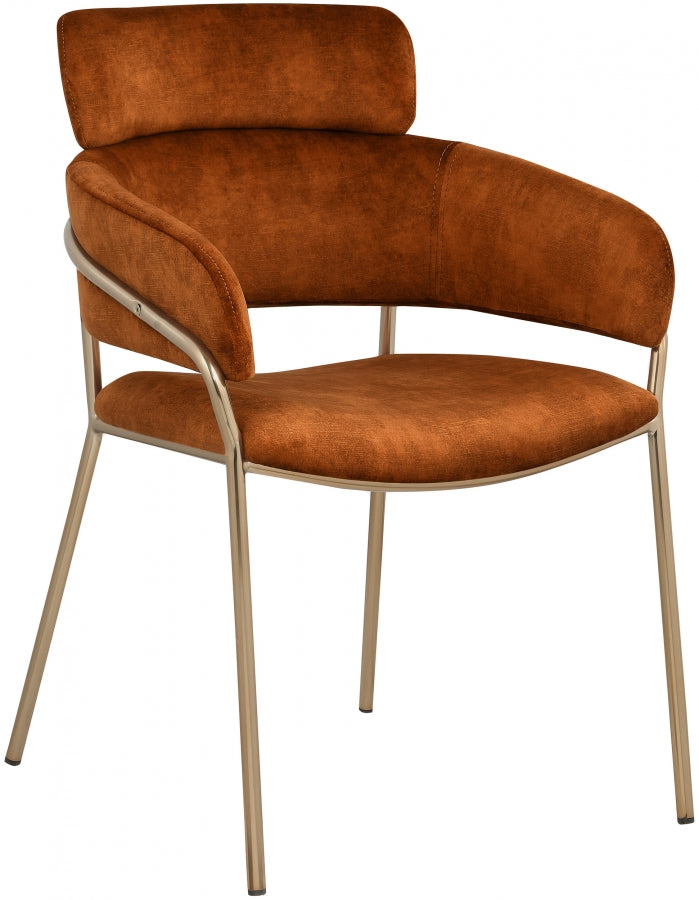 Yara Velvet Upholstered Dining Chair in Cognac, Set of 2 - 549Cognac-C