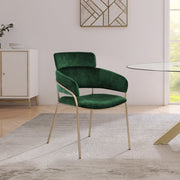 Yara Velvet Upholstered Dining Chair in Green, Set of 2 - 549Green-C