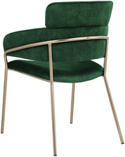 Yara Velvet Upholstered Dining Chair in Green, Set of 2 - 549Green-C