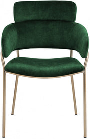 Yara Velvet Upholstered Dining Chair in Green, Set of 2 - 549Green-C