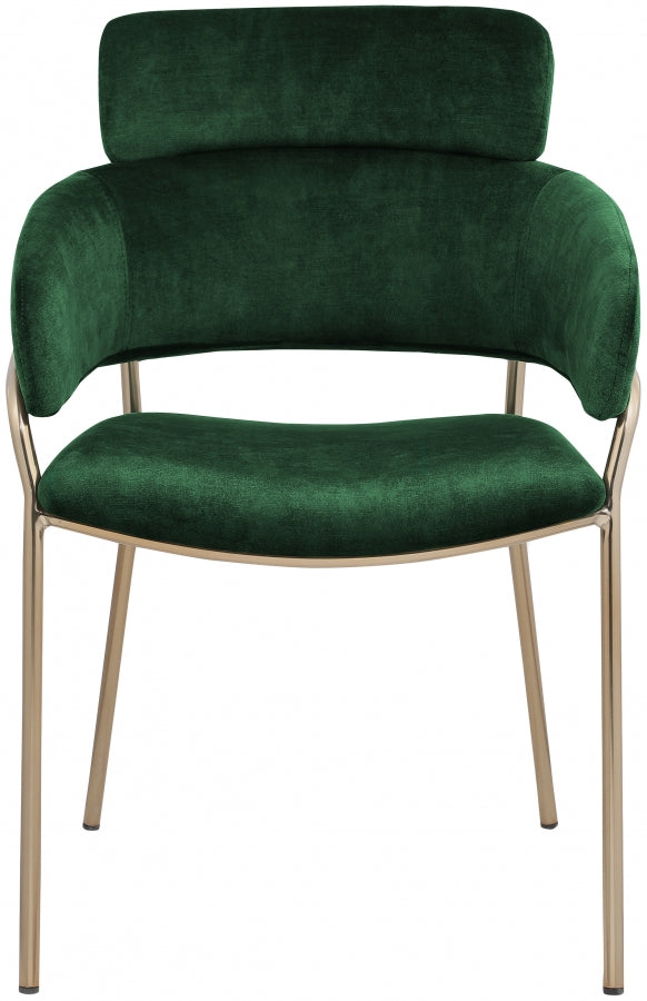Yara Velvet Upholstered Dining Chair in Green, Set of 2 - 549Green-C