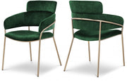 Yara Velvet Upholstered Dining Chair in Green, Set of 2 - 549Green-C