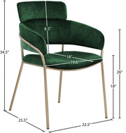 Yara Velvet Upholstered Dining Chair in Green, Set of 2 - 549Green-C