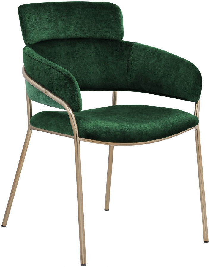 Yara Velvet Upholstered Dining Chair in Green, Set of 2 - 549Green-C