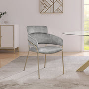 Yara Velvet Upholstered Dining Chair in Grey, Set of 2 - 549Grey-C