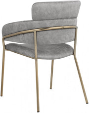 Yara Velvet Upholstered Dining Chair in Grey, Set of 2 - 549Grey-C