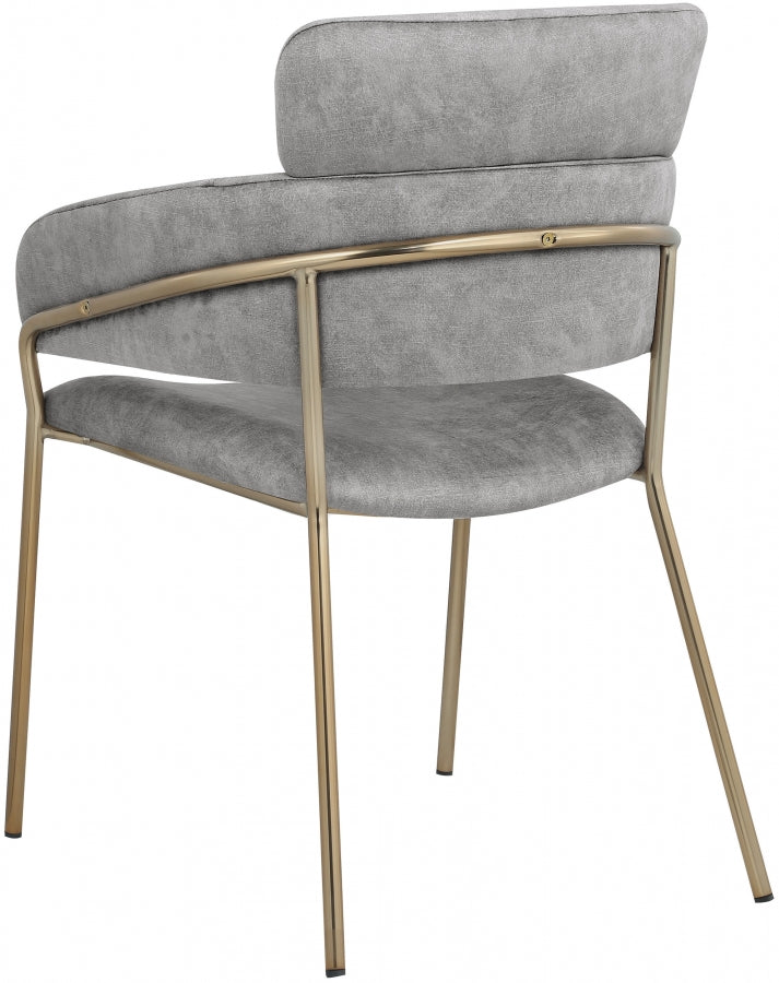 Yara Velvet Upholstered Dining Chair in Grey, Set of 2 - 549Grey-C