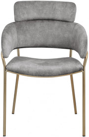 Yara Velvet Upholstered Dining Chair in Grey, Set of 2 - 549Grey-C