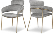 Yara Velvet Upholstered Dining Chair in Grey, Set of 2 - 549Grey-C