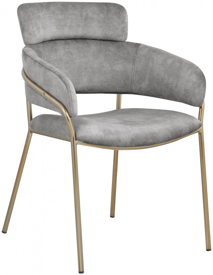 Yara Velvet Upholstered Dining Chair in Grey, Set of 2 - 549Grey-C