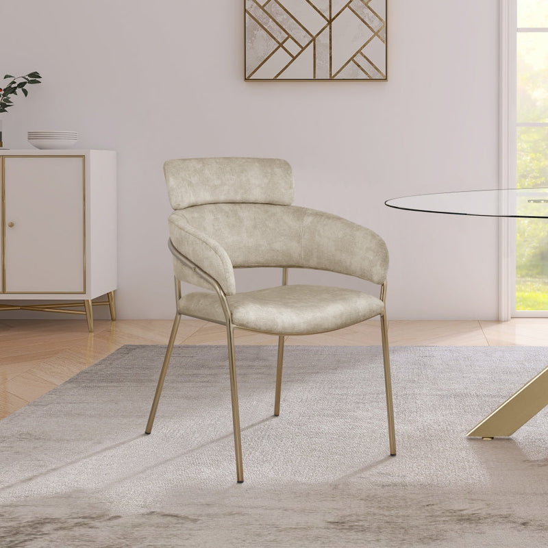 Yara Velvet Upholstered Dining Chair in Stone, Set of 2 - 549Stone-C
