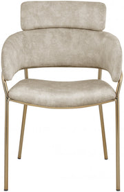 Yara Velvet Upholstered Dining Chair in Stone, Set of 2 - 549Stone-C