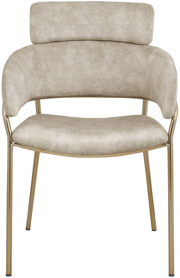 Yara Velvet Upholstered Dining Chair in Stone, Set of 2 - 549Stone-C