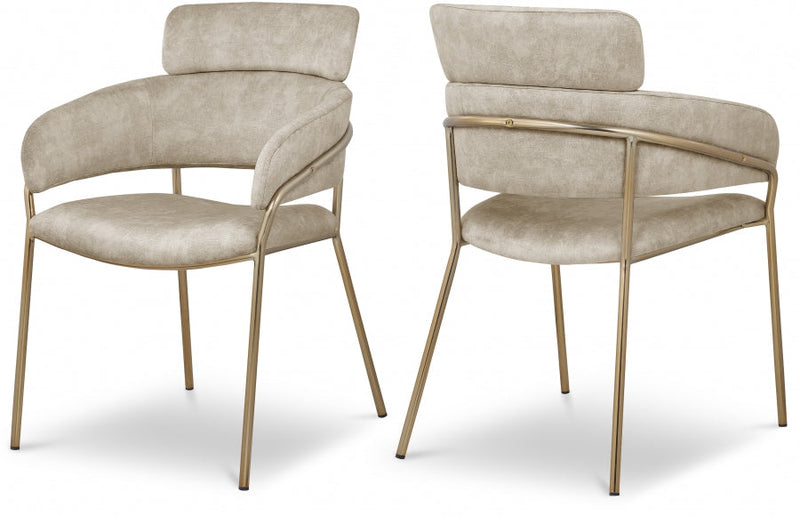 Yara Velvet Upholstered Dining Chair in Stone, Set of 2 - 549Stone-C