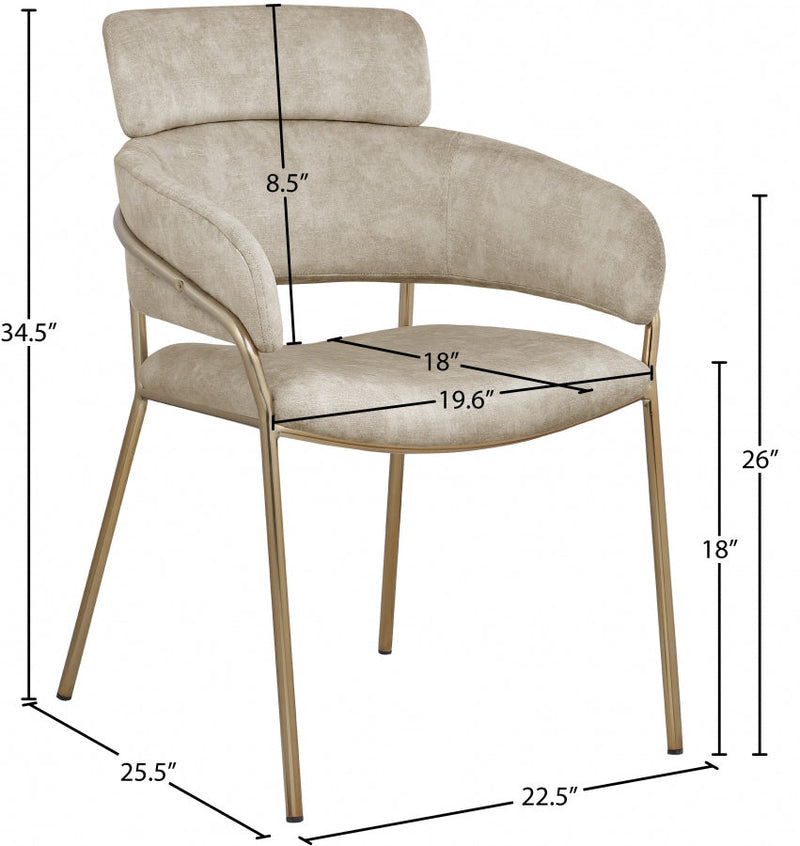 Yara Velvet Upholstered Dining Chair in Stone, Set of 2 - 549Stone-C
