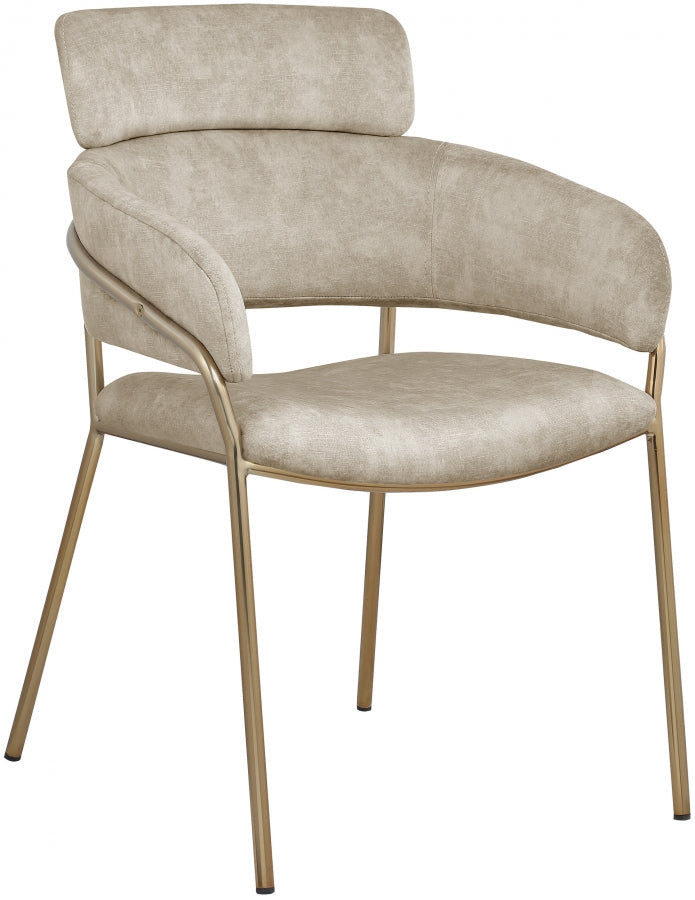 Yara Velvet Upholstered Dining Chair in Stone, Set of 2 - 549Stone-C