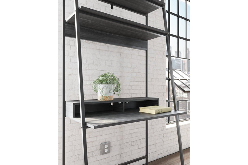 Yarlow Black 36" Home Office Desk with Shelf - Gate FurnitureOffice Desks