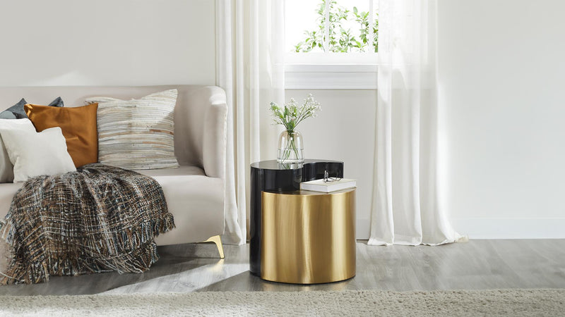Ying Yang End Table Black & Gold - Ying Yang End Table Black & Gold