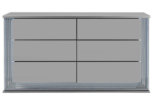 Ylime Smooth Silver Dresser With Led - YLIME-SMOOTH SILVER-DR W/ LED - Gate Furniture