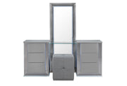 Ylime Smooth Silver King Bed Group With Vanity Set - YLIME-SMOOTH SILVER-KBG W/ VANITY SET - Gate Furniture