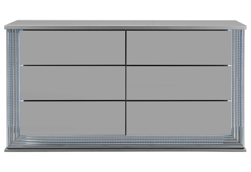 Ylime Smooth Silver King Bed Group With Vanity Set - YLIME-SMOOTH SILVER-KBG W/ VANITY SET - Gate Furniture