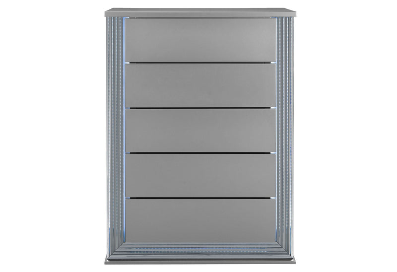 Ylime Smooth Silver King Bed Group - YLIME-SMOOTH SILVER-KBG - Gate Furniture