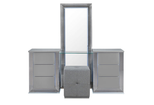 Ylime Smooth Silver Laf Vanity Dresser With Led - YLIME-SMOOTH SILVER-LAF VD W/ LED - Gate Furniture